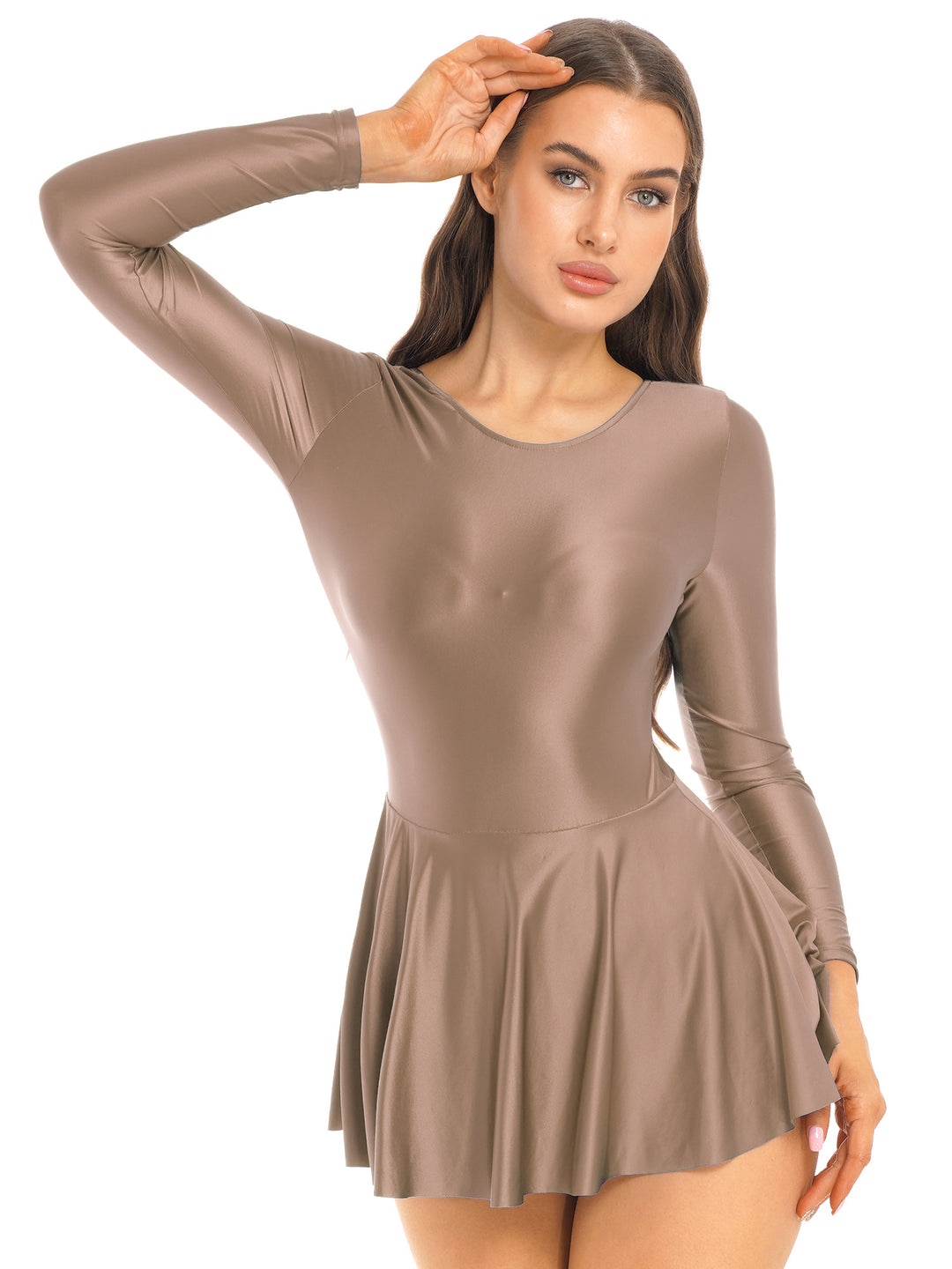 Sleek Shiny Leotard Dress