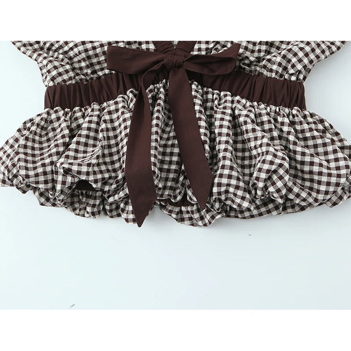Sweet Plaid V-Neck Crop Top