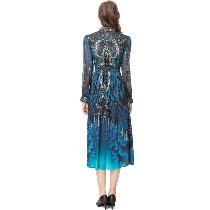 Peacock Beaded Evening Dress