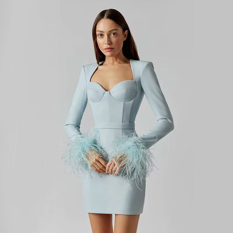 Elegant Square Collar Mini Party Dress