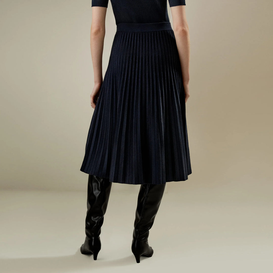 Casual Pleated A-line Merino Wool Skirts