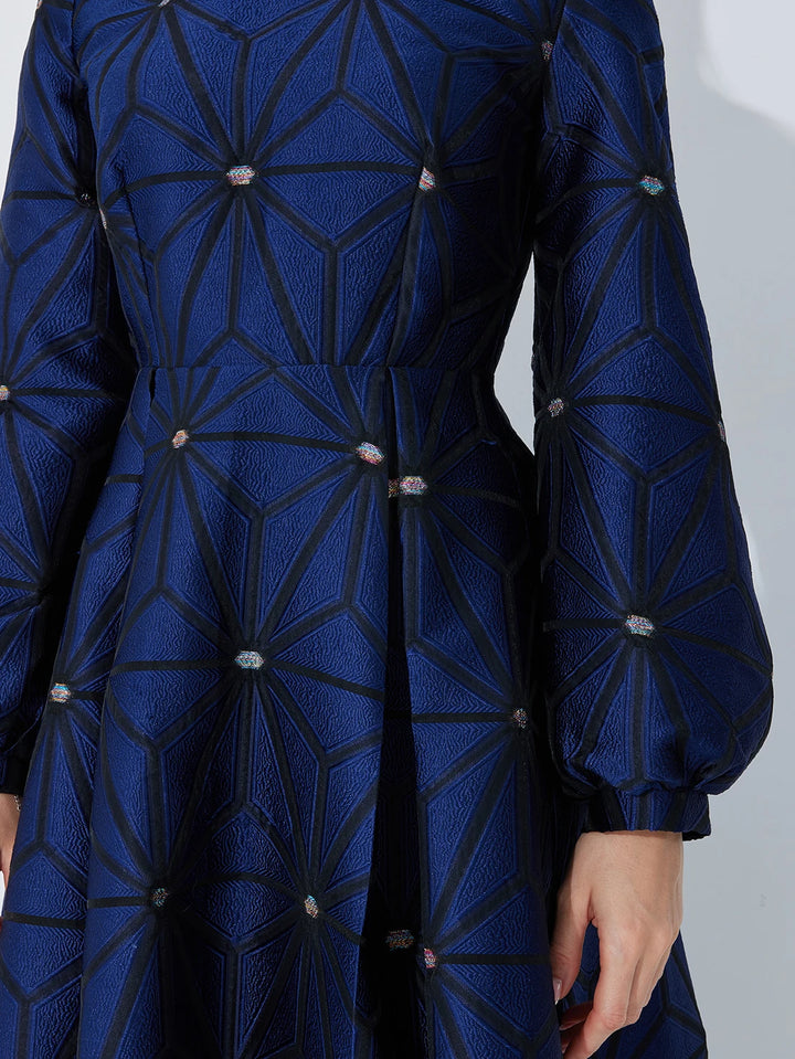 Graceful Turned Collar Lined Midi Dress