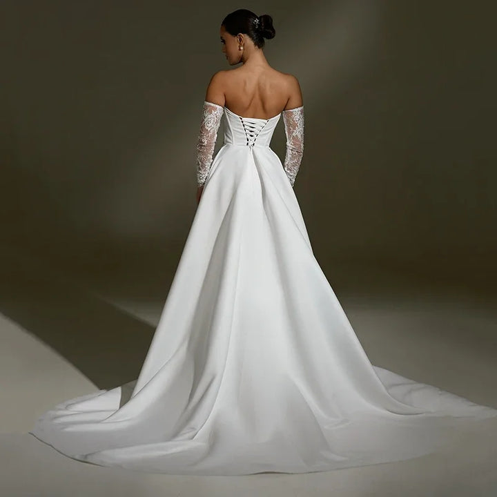 Refined Side Slit Bridal Dress