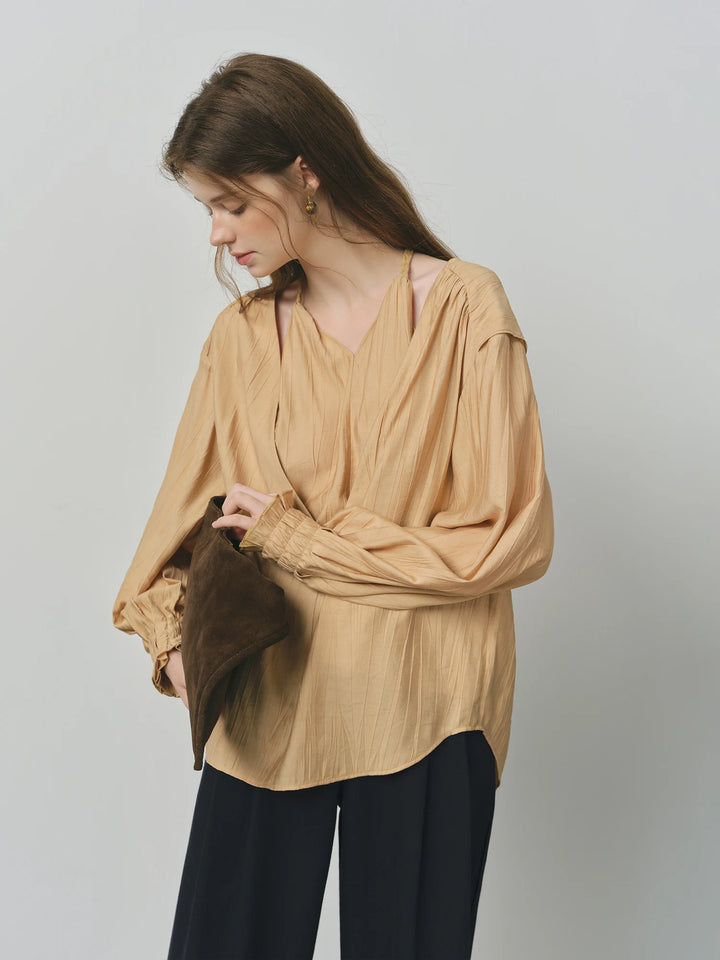 Unique V-neck Textured Top