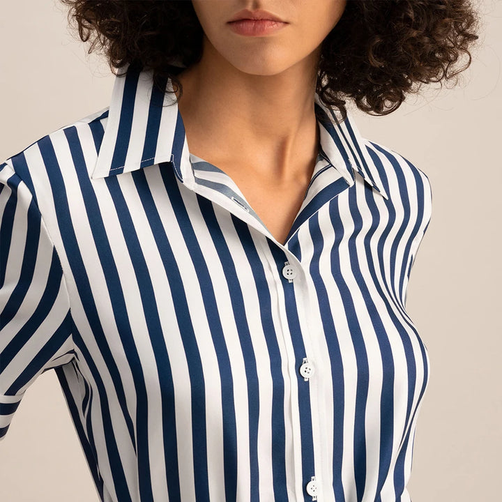 Silk Stripe Shirtdress