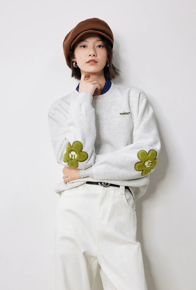 Versatile Flower Pullover Sweatshirt