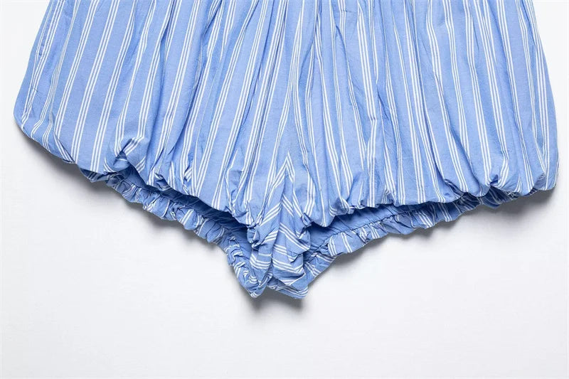 Striped Trim Puffy Mini Shorts