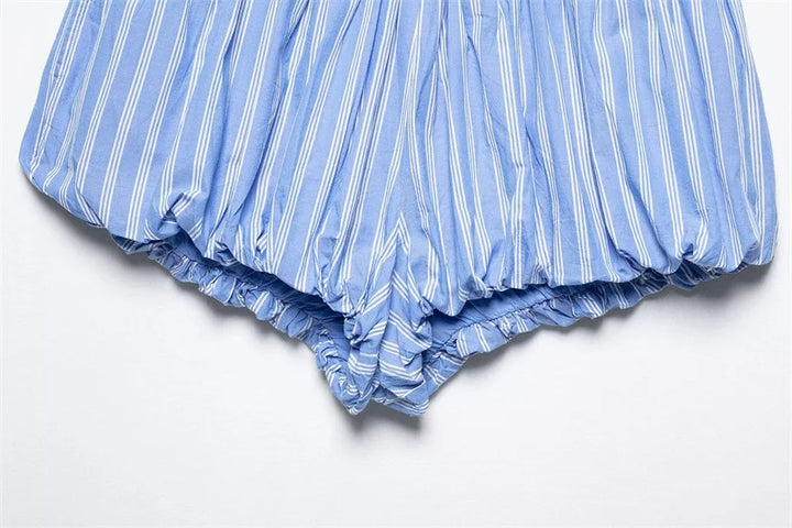 Striped Trim Puffy Mini Shorts