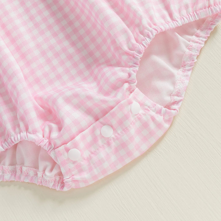 Adorable Embroidered Plaid Romper
