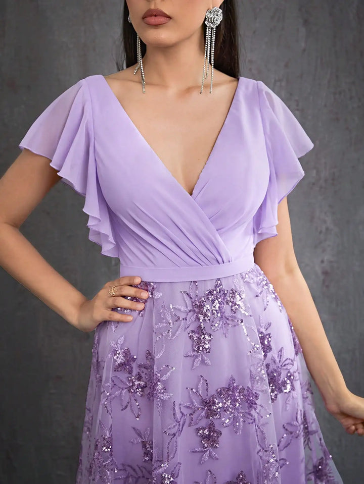 High-End Mesh Beaded Mini Dress