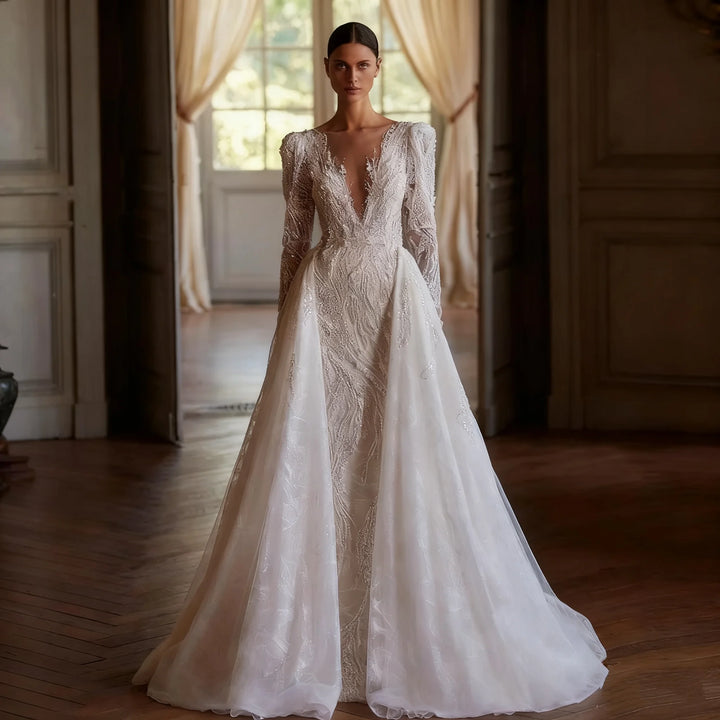 Alluring Vest Lace Embroidered Wedding Dress
