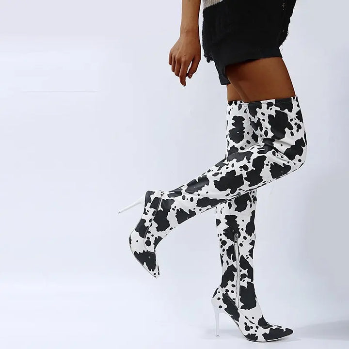 Half-side Zip Knee High Boots