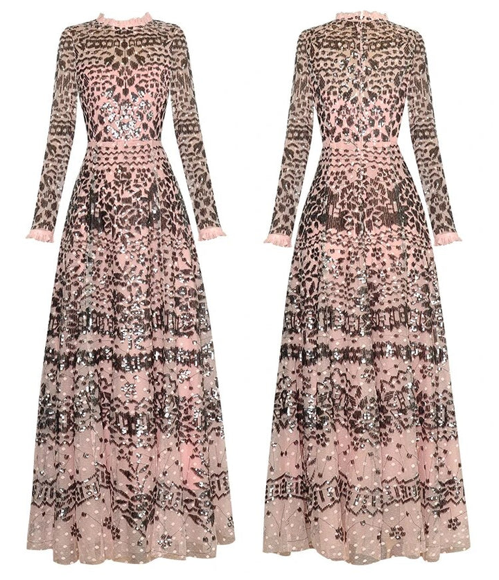 Embroidery Sequins Women's Slim Maxi Dress