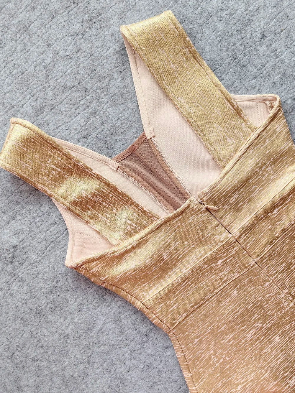 Luxurious Gold Metallic Bodycon Dress