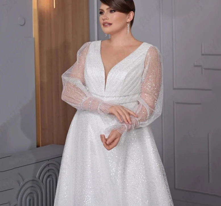 Exquisite Sparkling Plus-Size Bridal Gown