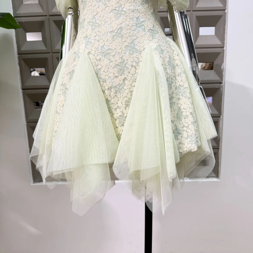 Alluring 3D Floral Tulle Mini Dress