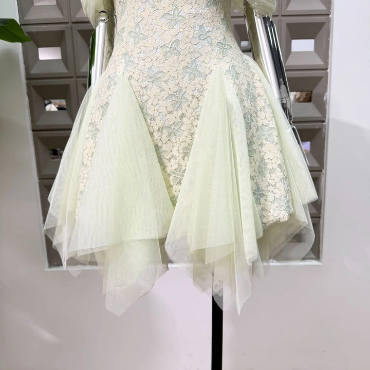 Alluring 3D Floral Tulle Mini Dress