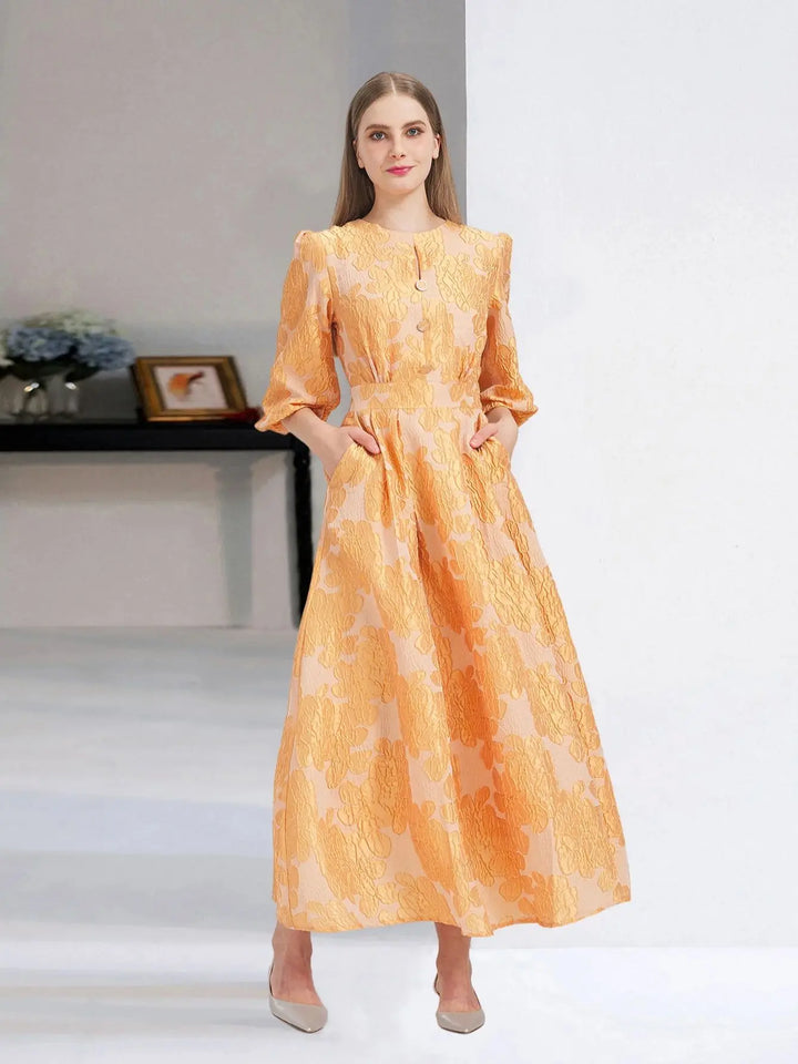 Classic Organza Puff Sleeve Party Gown