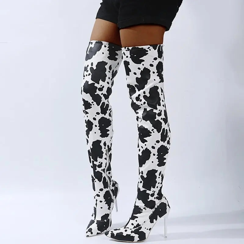 Half-side Zip Knee High Boots