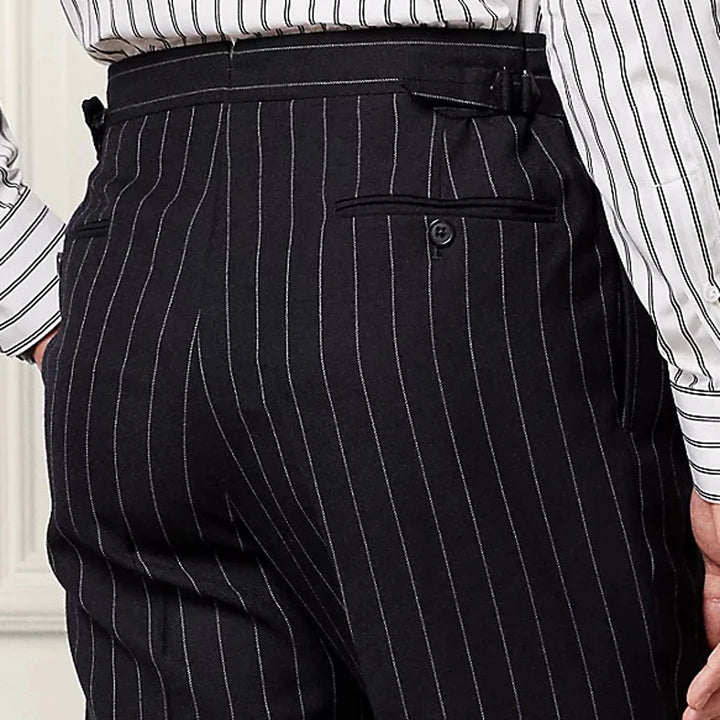 Classic British Stripe Wool Pants