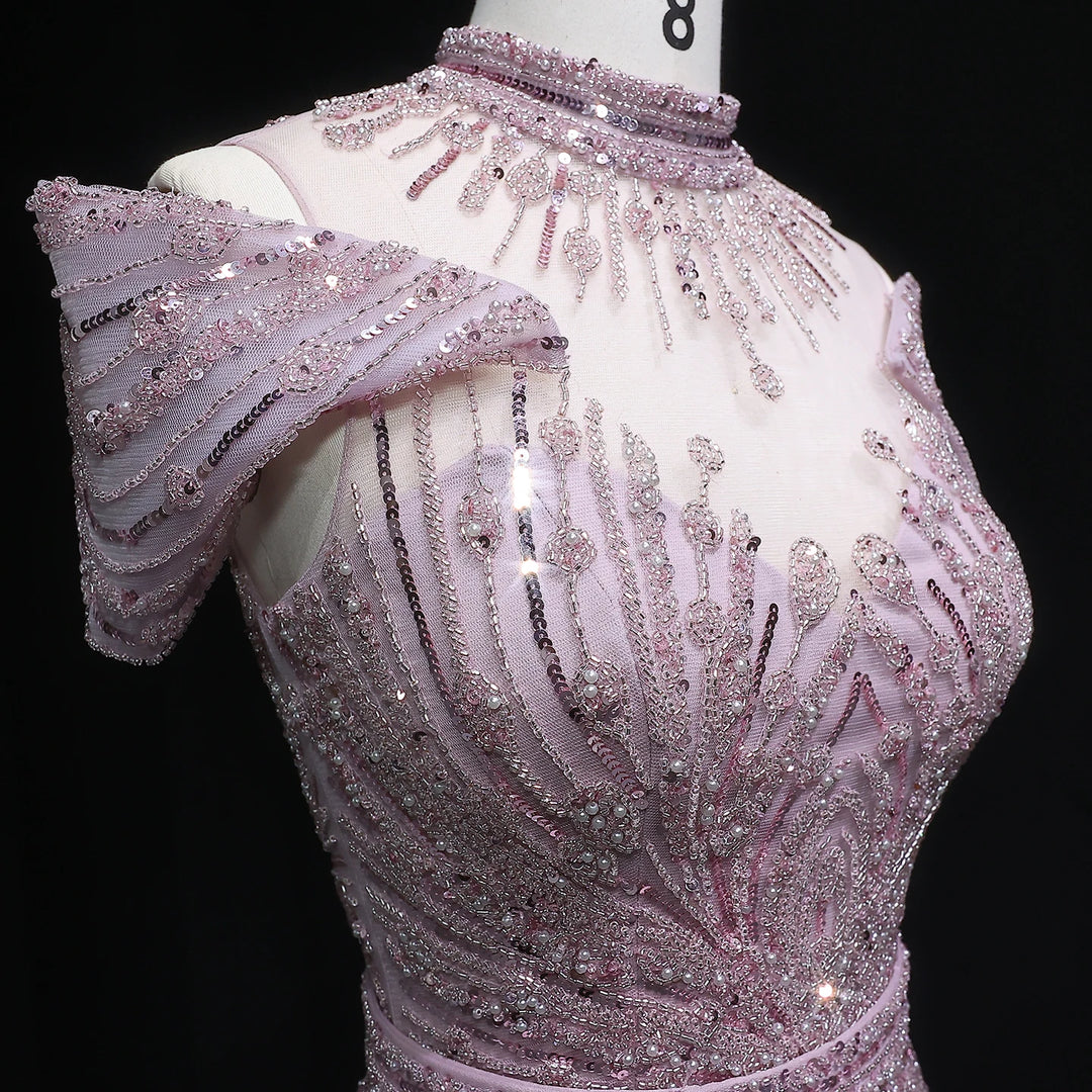 Lovely High Neck Arabic Party Prom Dress