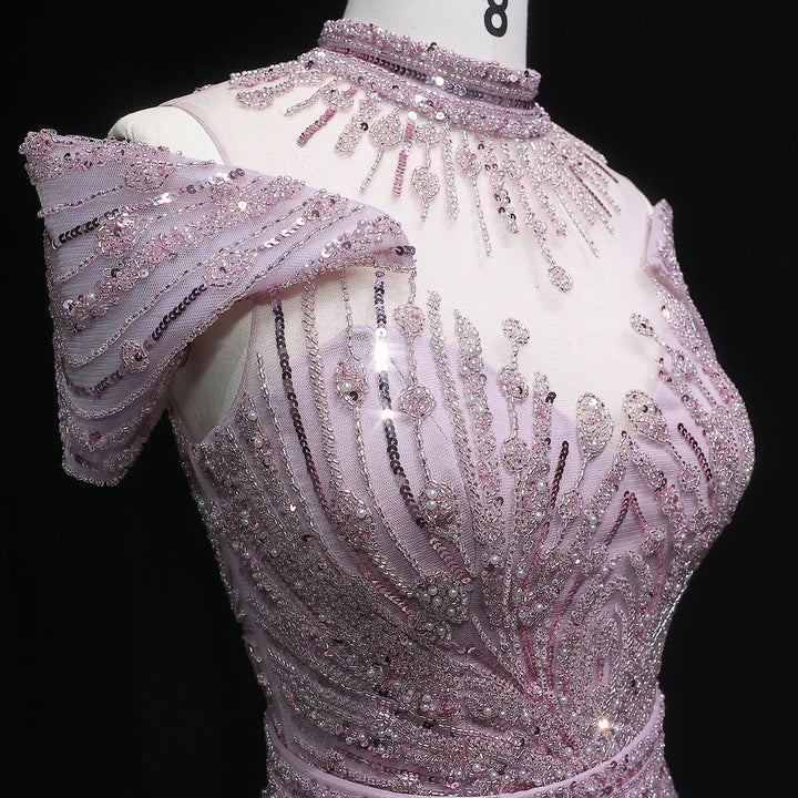 Lovely High Neck Arabic Party Prom Dress