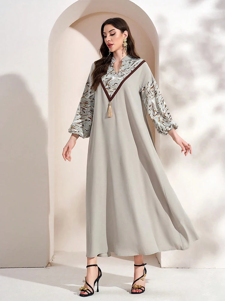 Modest Loose Print Abaya Dress