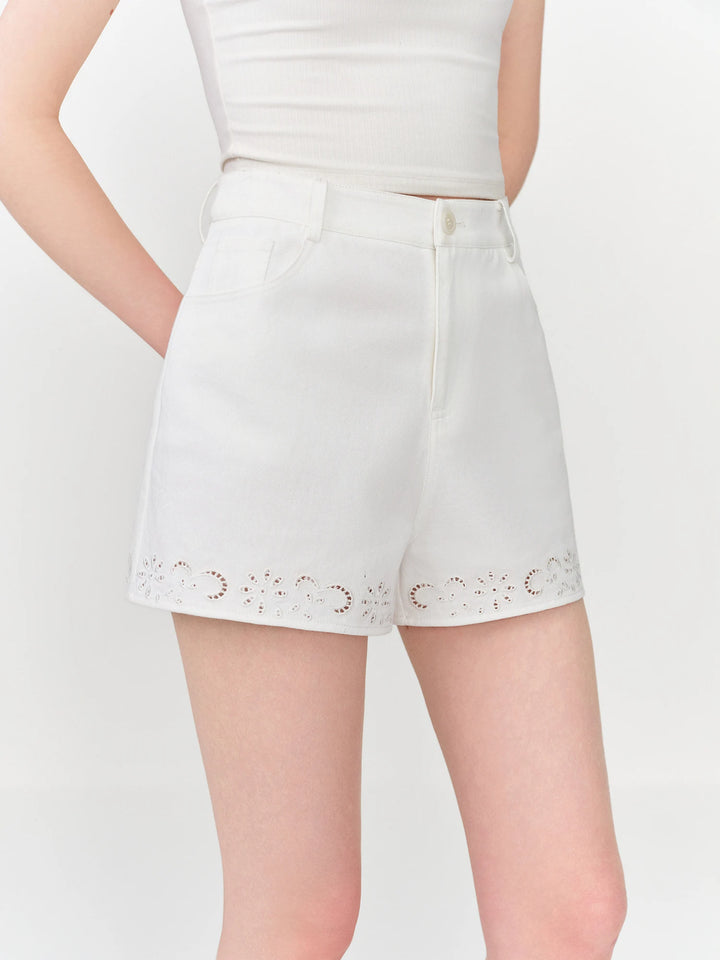 Luxury Hollow Out High-Waisted Shorts