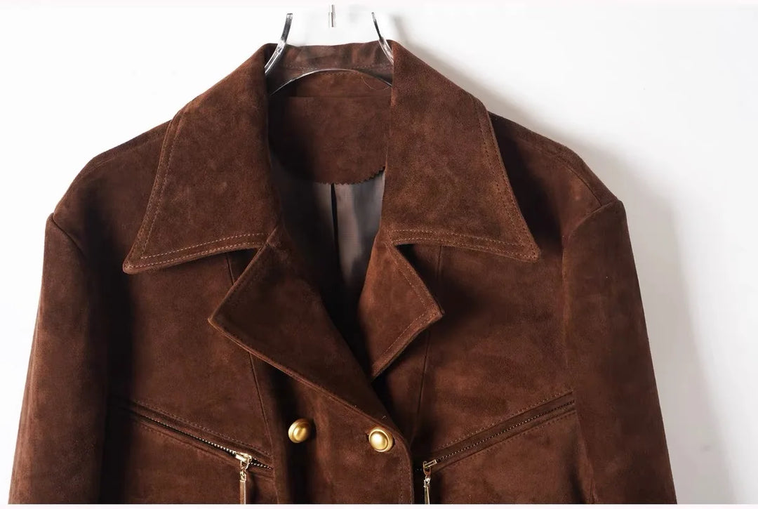 Brown suede women&