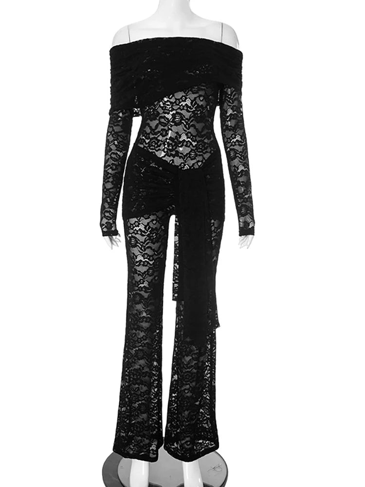 See Through Off-Shoulder Jumpsuit