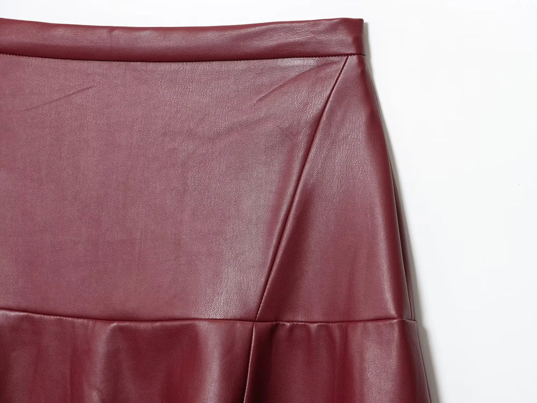 Elegant Faux Leather A-Line Skirt