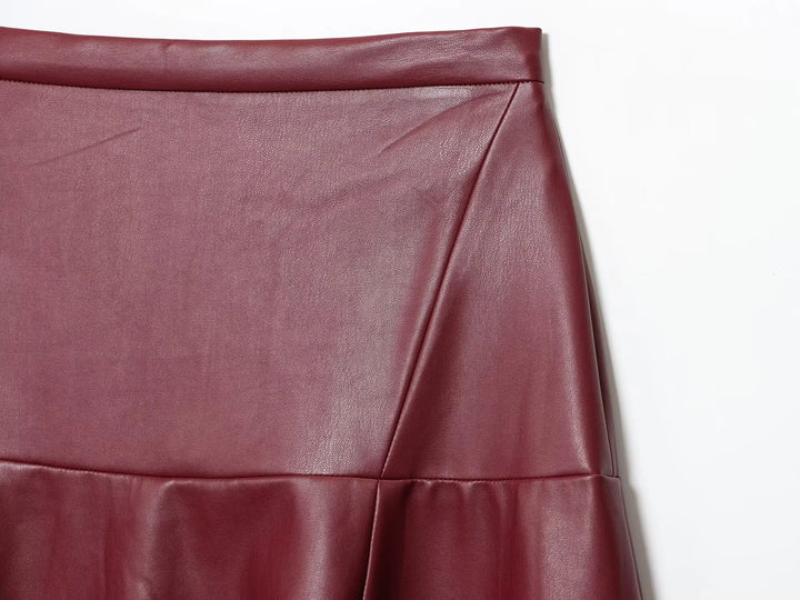 Elegant Faux Leather A-Line Skirt