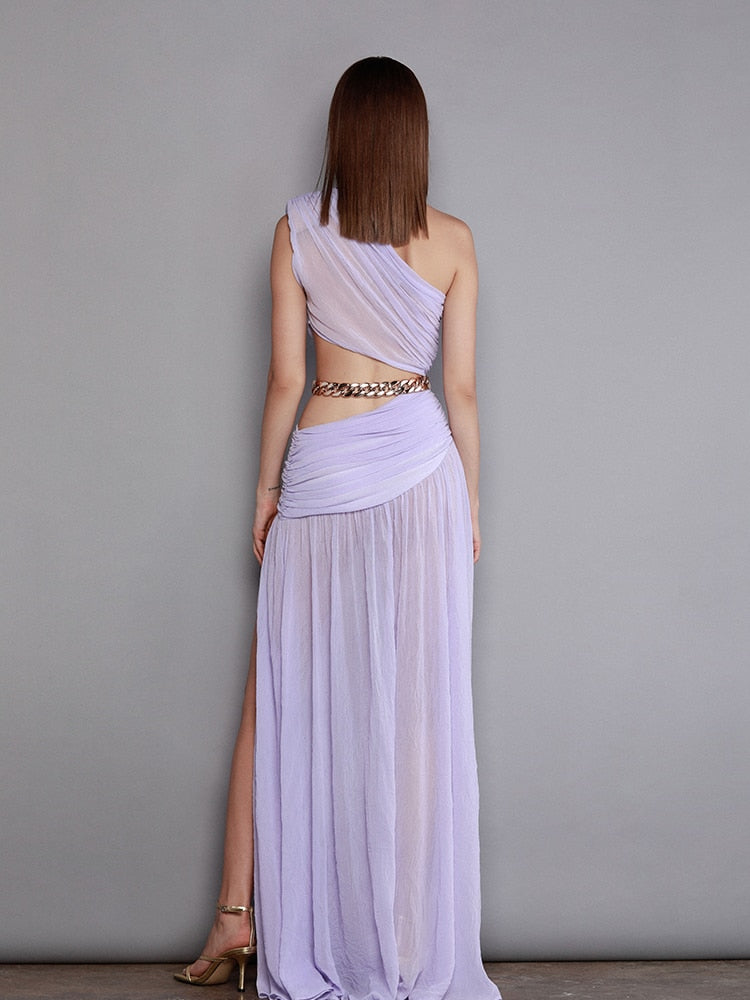 One Shoulder Women's Side Slit Long Dress| All For Me Today