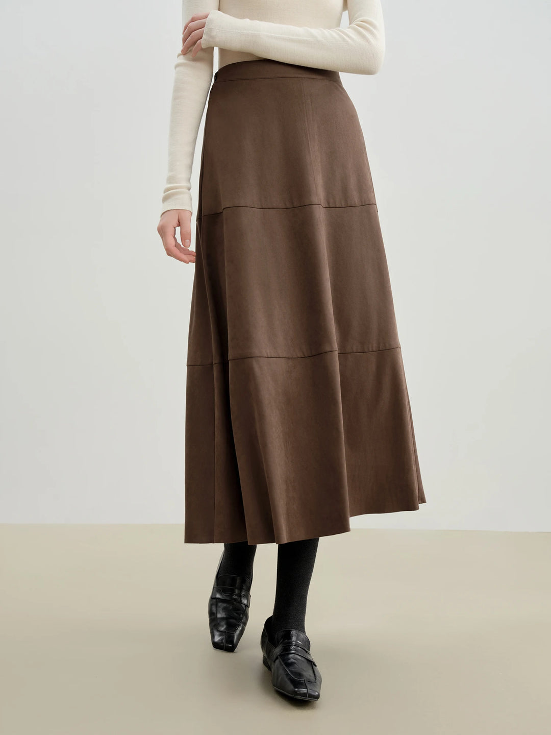 Stunning A-Line Paneled Midi Skirt