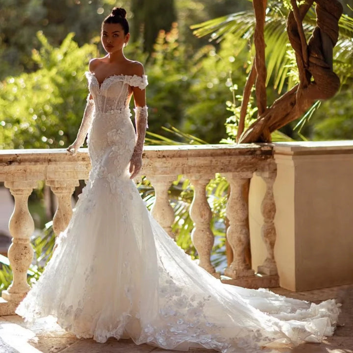 Captivating 3D Floral Beaded Bridal Gown