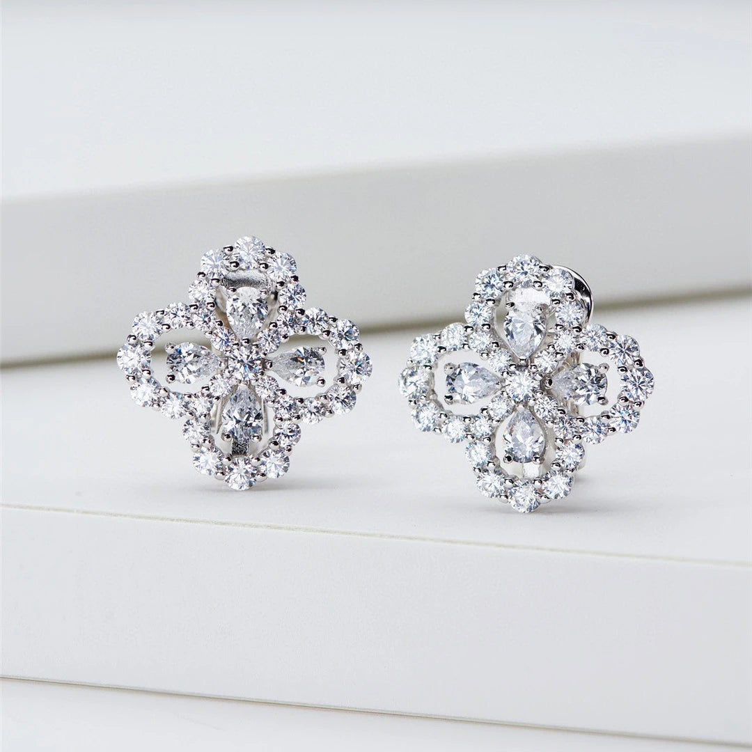 Luxurious Moissanite Petal Stud Earring