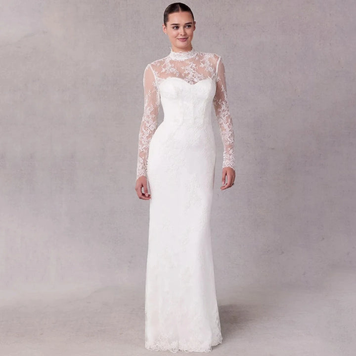 Modern Two-Piece High Neck Wedding Dress