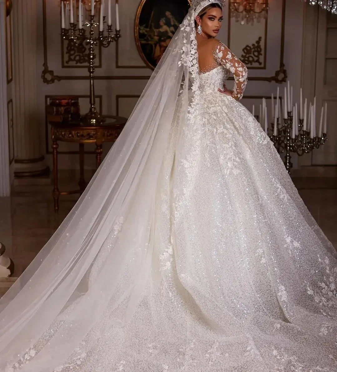 Luxury Glitter Tulle Bride Gowns