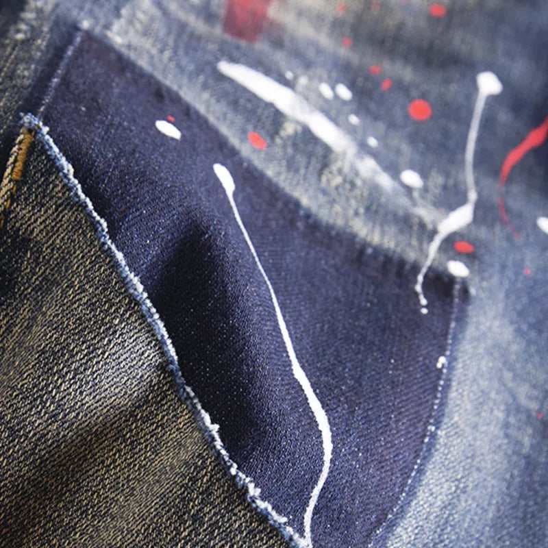 Splattered Paint Elastic Jeans