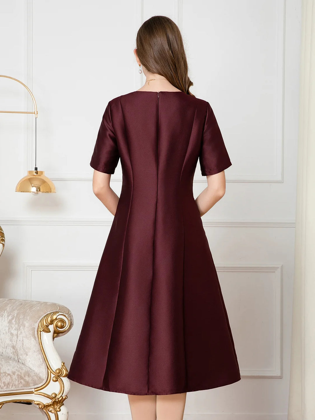 Sequined Embroidery Short Sleeve Party Dress