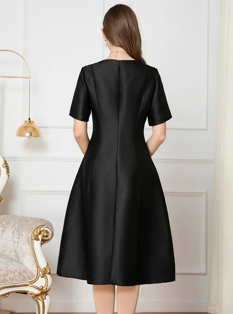 Sequined Embroidery Short Sleeve Party Dress