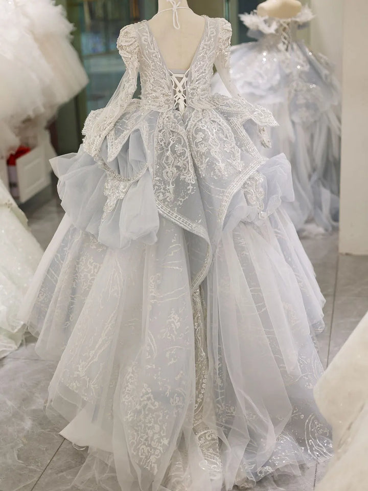 Pearls Beading Princess Quinceanera Dress