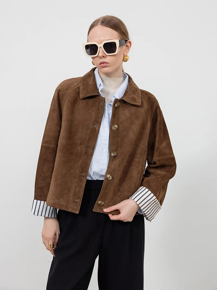 Brown suede women&