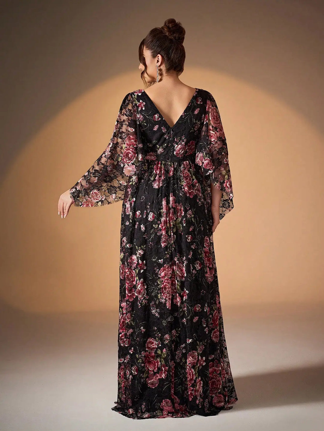 Cross-Printed Wide-swing Evening Dress