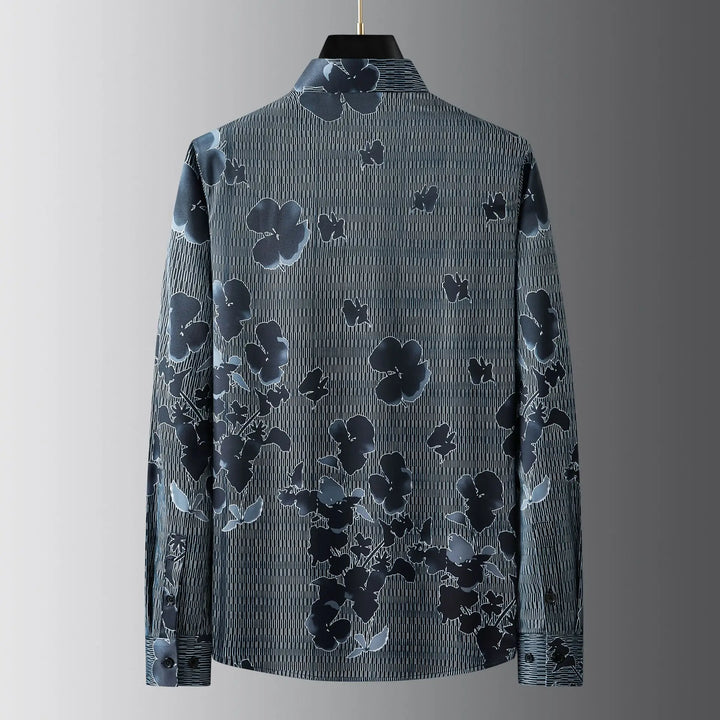 Sophisticated Autumn Flower Dress Shirt