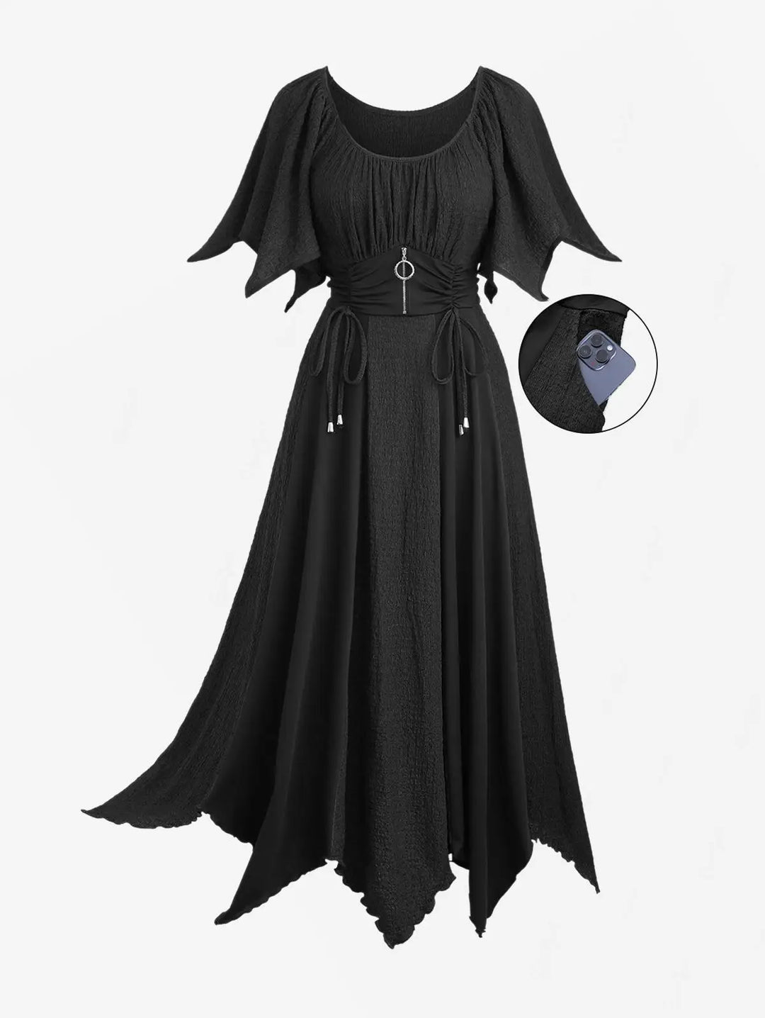 Refined O-ring Waist Cinched Dress