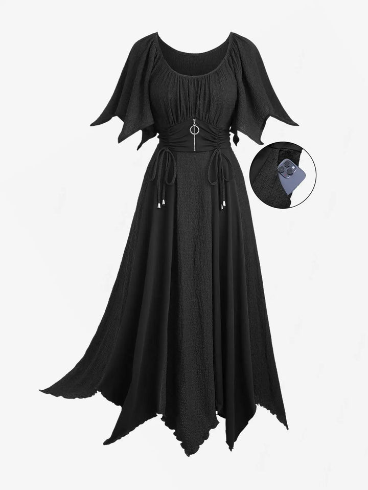 Refined O-ring Waist Cinched Dress