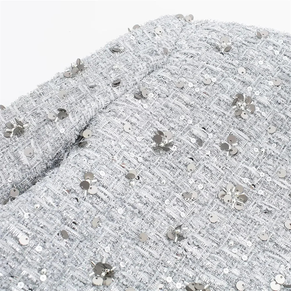 Fancy Beaded Detailing Casual Coat