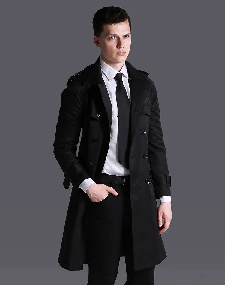 Double Breasted Long Trench Coat