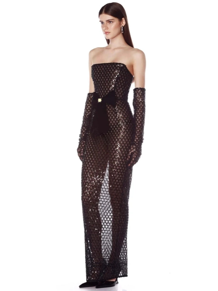 Smart Mesh Sequins Bow Dress
